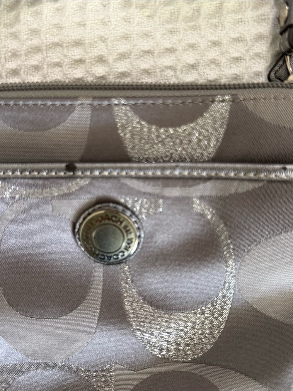 Coach Signature Metallic Gray Crossbody Bag - Picture 10 of 11